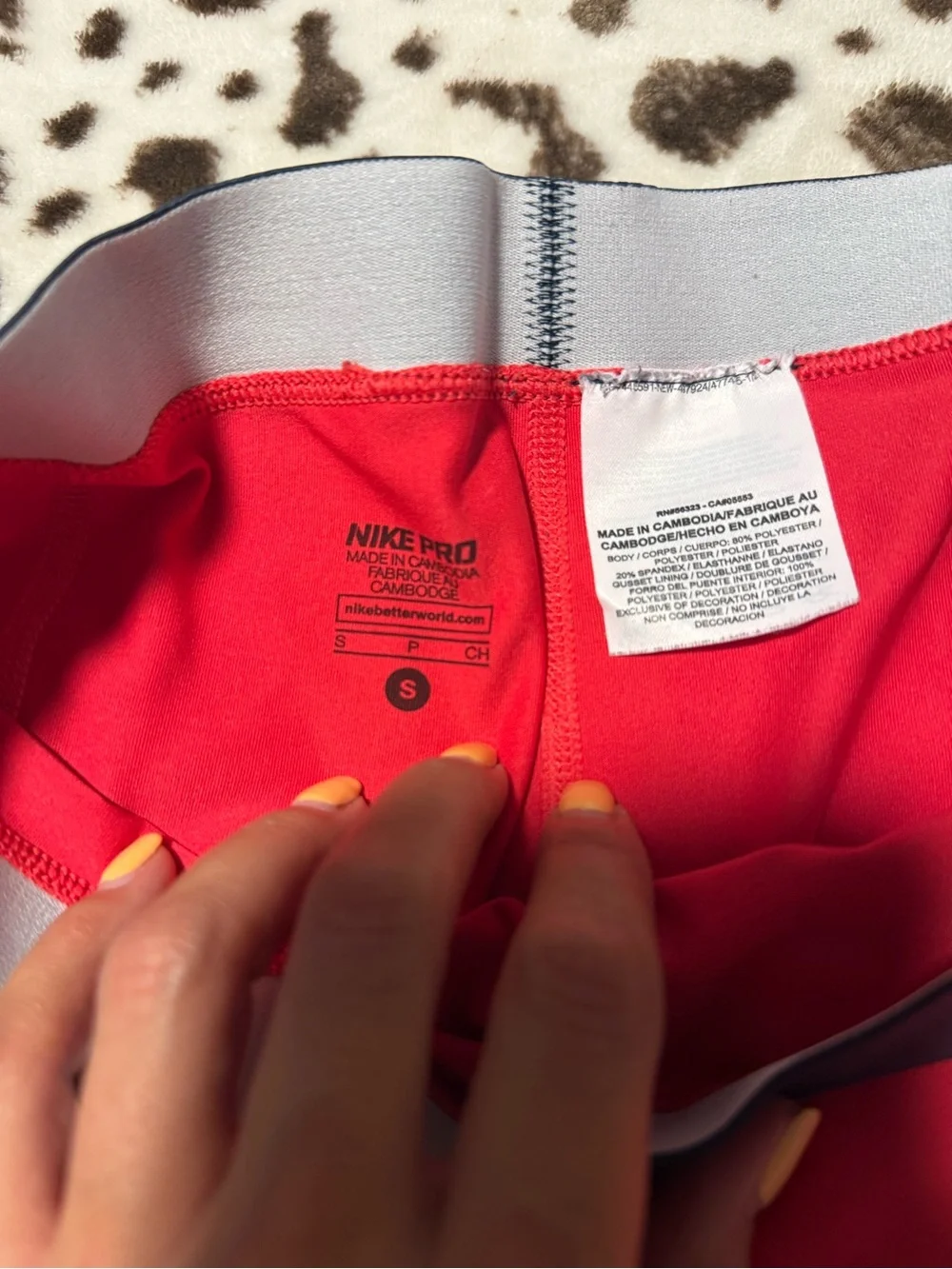 Nike Pro Red Capri Leggings with White Waistband